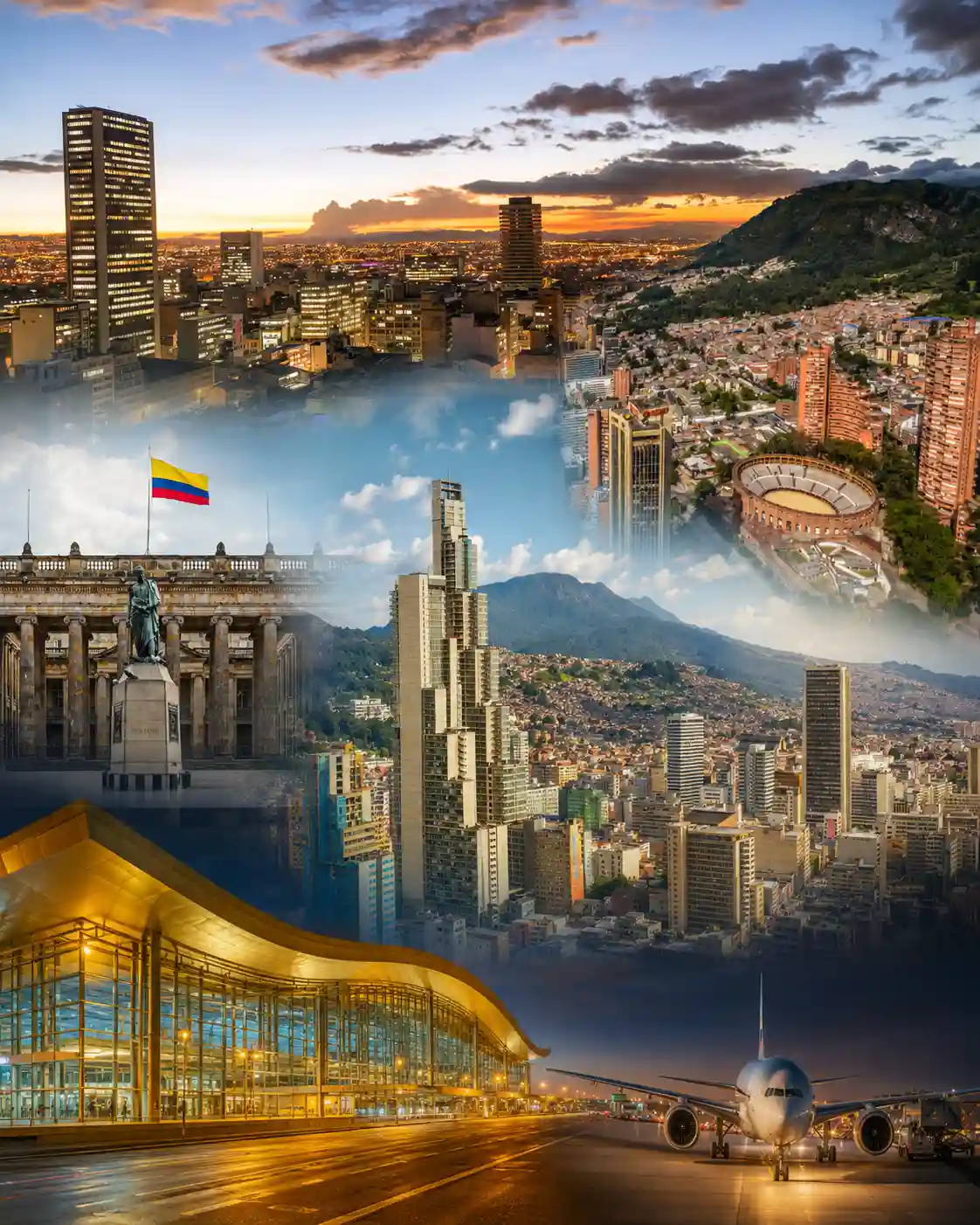 Bogotá skyline and El Dorado International Airport