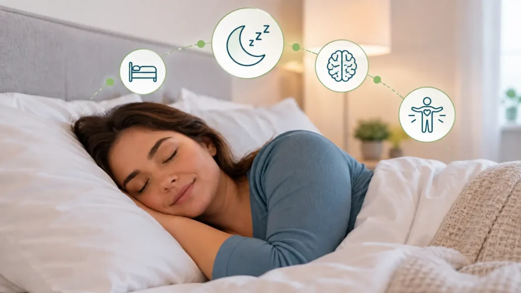 Woman sleeping peacefully to support healthy weight management, recovery and overall wellness - Global Obesity Group - Bogota, Colombia